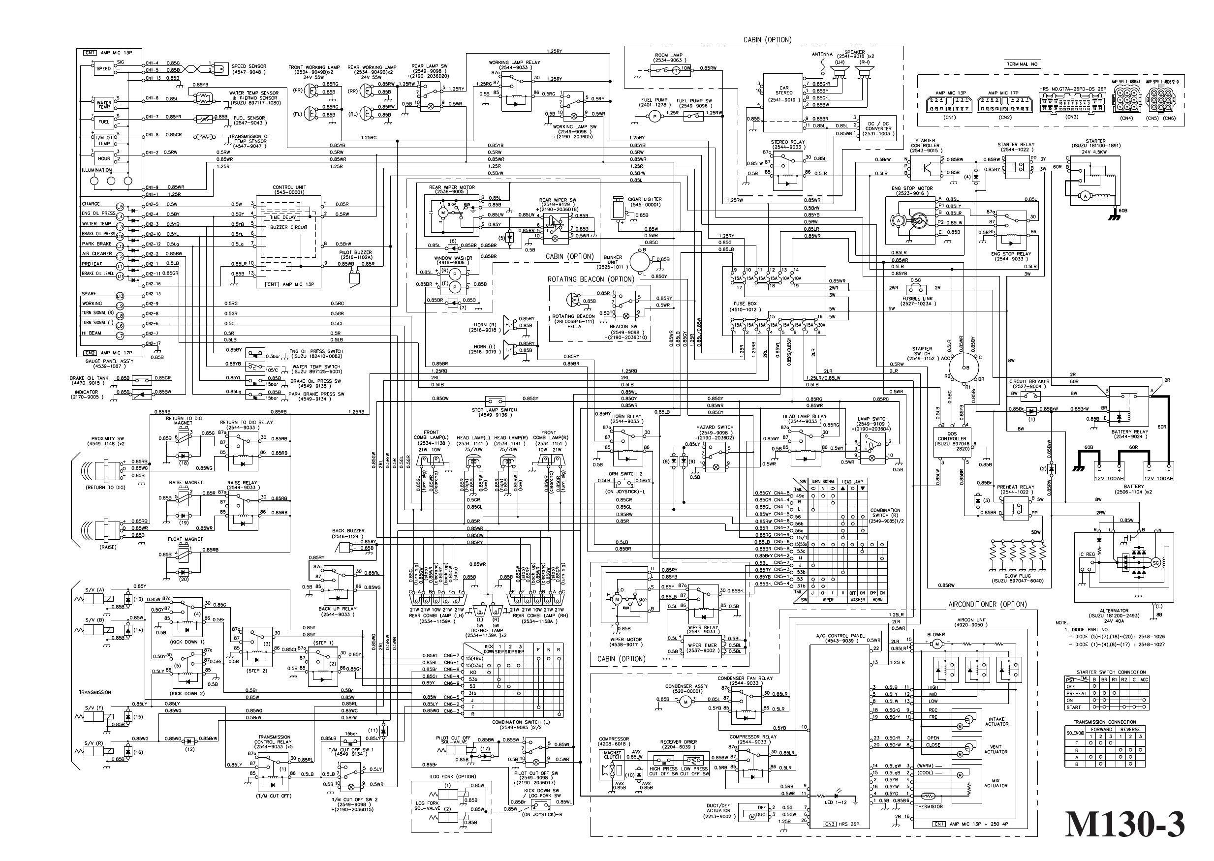 M130-3 Schematic ELECTRICAL CIRCUIT DIAGRAM Daewoo Doosan